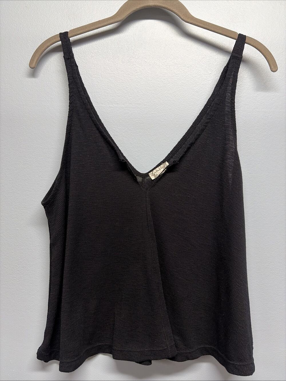 Free People Intimately Crop Tank Top Women's XS Black Sleeveless V Neck Ribbed